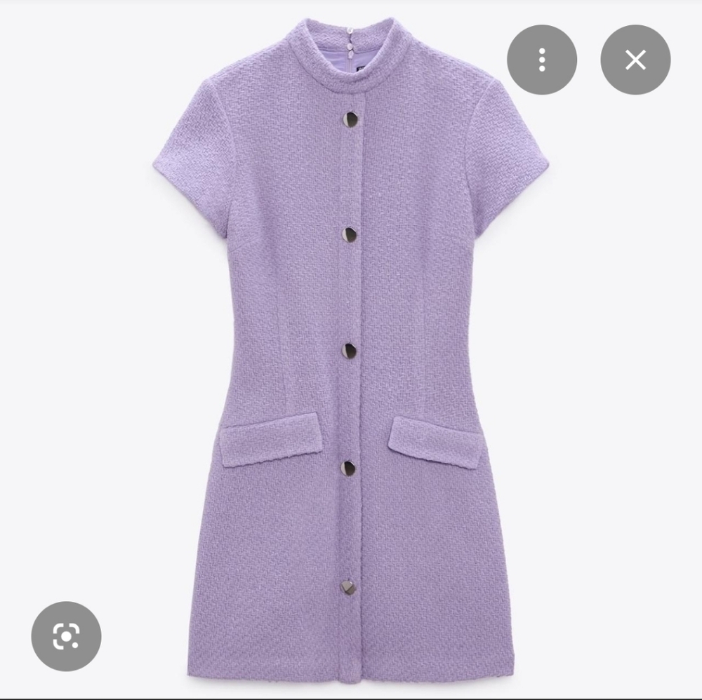 Zara Lavender Short-Sleeve Tweed Dress